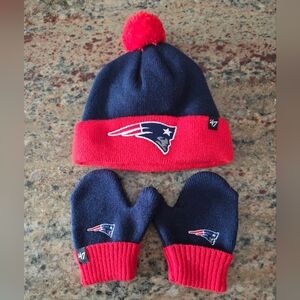 New England Patriots Hat and Mittens Set  Toddler 6-12 Months Baby Infant Unisex
